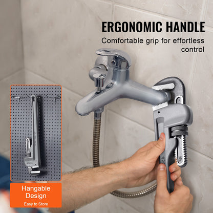 Pipe Wrench, 18" Aluminum Straight Pipe Wrench, Adjustable Plumbing Wrench, with High Strength Jaw and Ergonomic Handle, Easy to Carry, Hangable Design, for Water Pipes, Automotive Repairs - Image 4