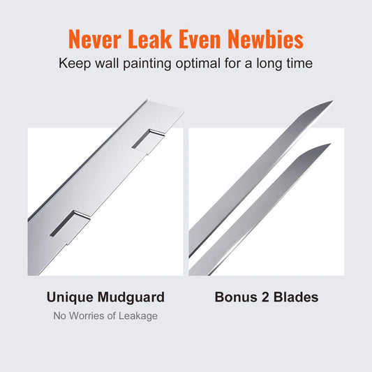 Drywall Flat Box, 10-Inch Wide Quick Clean, Aluminum Finishing Mud Box for Plasterboard, Wallboard, Sheetrock, Bonus Mudguard, Extra 2 Stainless Steel Blades (10/12-Inch) - Image 5