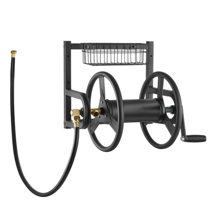 Wall Mounted Garden Hose Reel 125ft 5/8 in Metal Hose Reel with Basket - Image 9