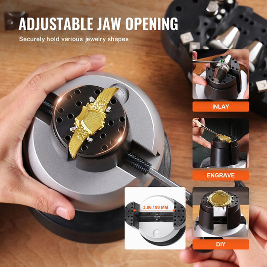 Engraving Block 5 inch Ball Vise Setting Jewelry Ball Vise Engraving with 34PCS Attachment and Rubber Base - Image 6