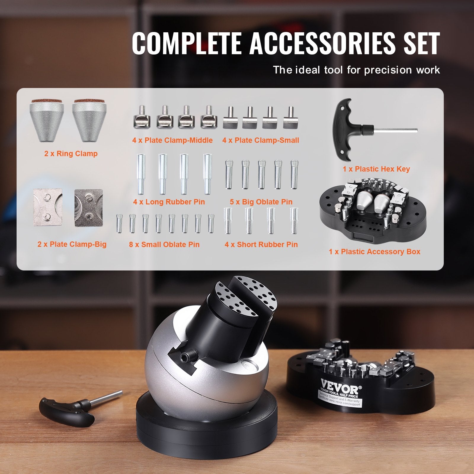 Engraving Block 5 inch Ball Vise Setting Jewelry Ball Vise Engraving with 34PCS Attachment and Rubber Base - Image 3