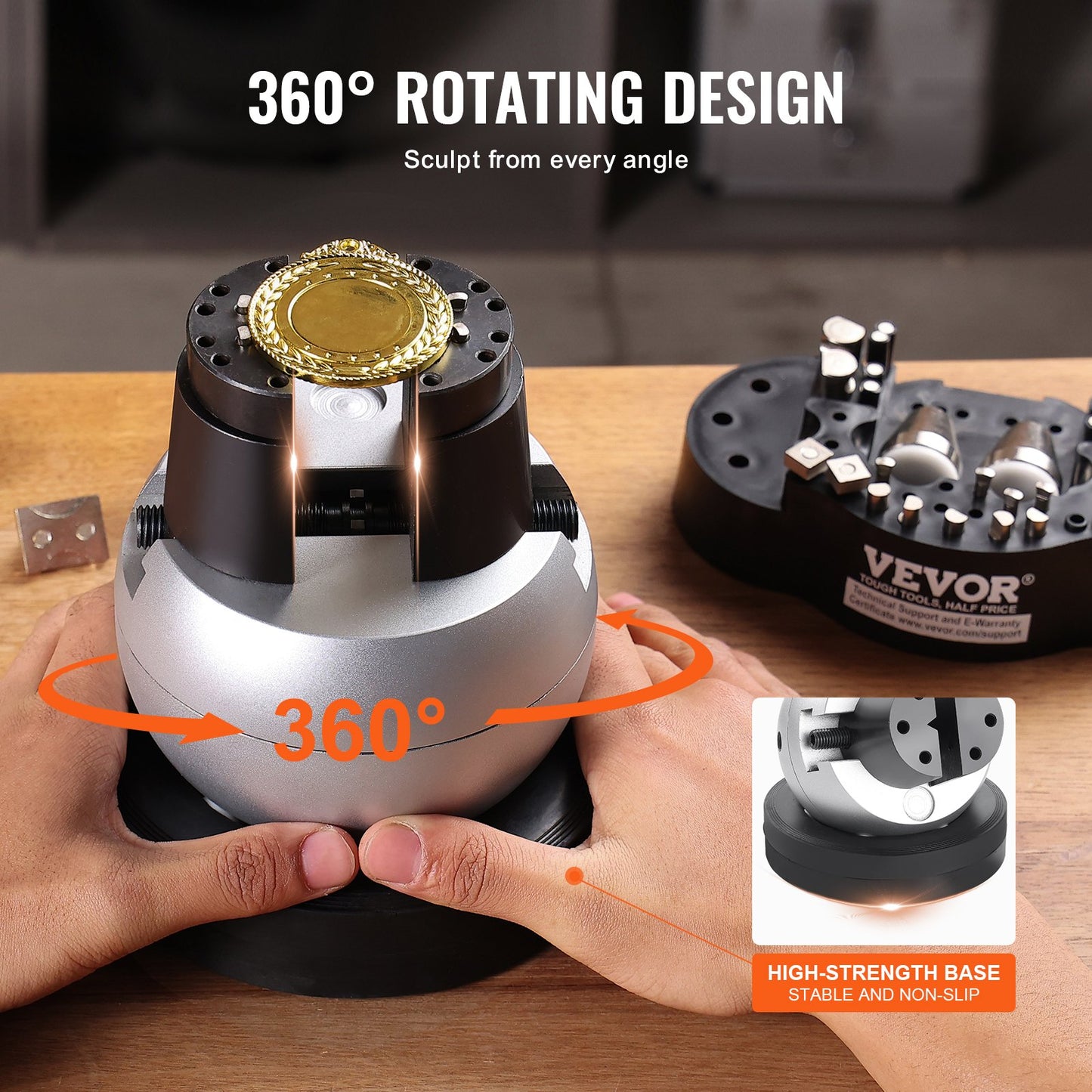 Engraving Block 5 inch Ball Vise Setting Jewelry Ball Vise Engraving with 34PCS Attachment and Rubber Base - Image 5