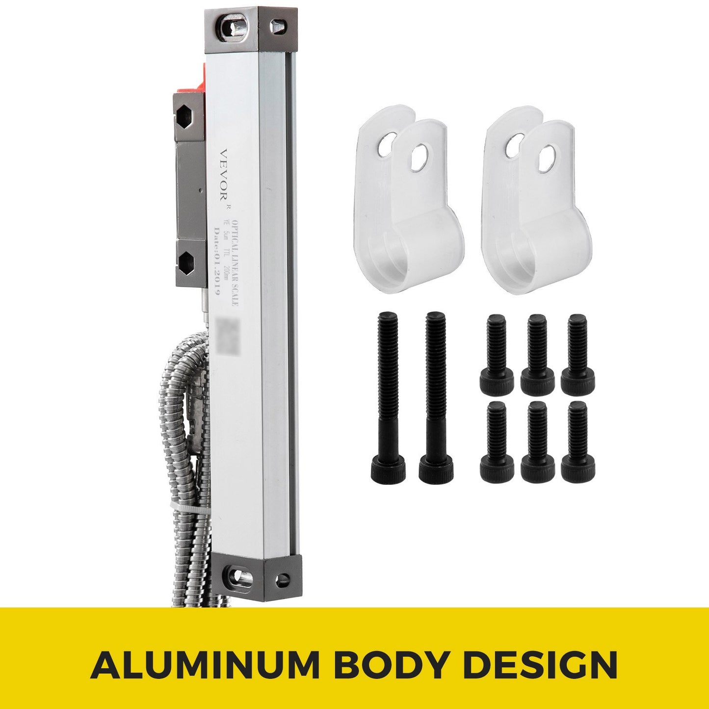 1 Axis Lathe Linear Scale 200mm with Accuracy 0.0002" Optical Length Precision Linear Scale Aluminum Body for Mill Milling Lathe Machine with Accessories (200mm(8")) - Image 3
