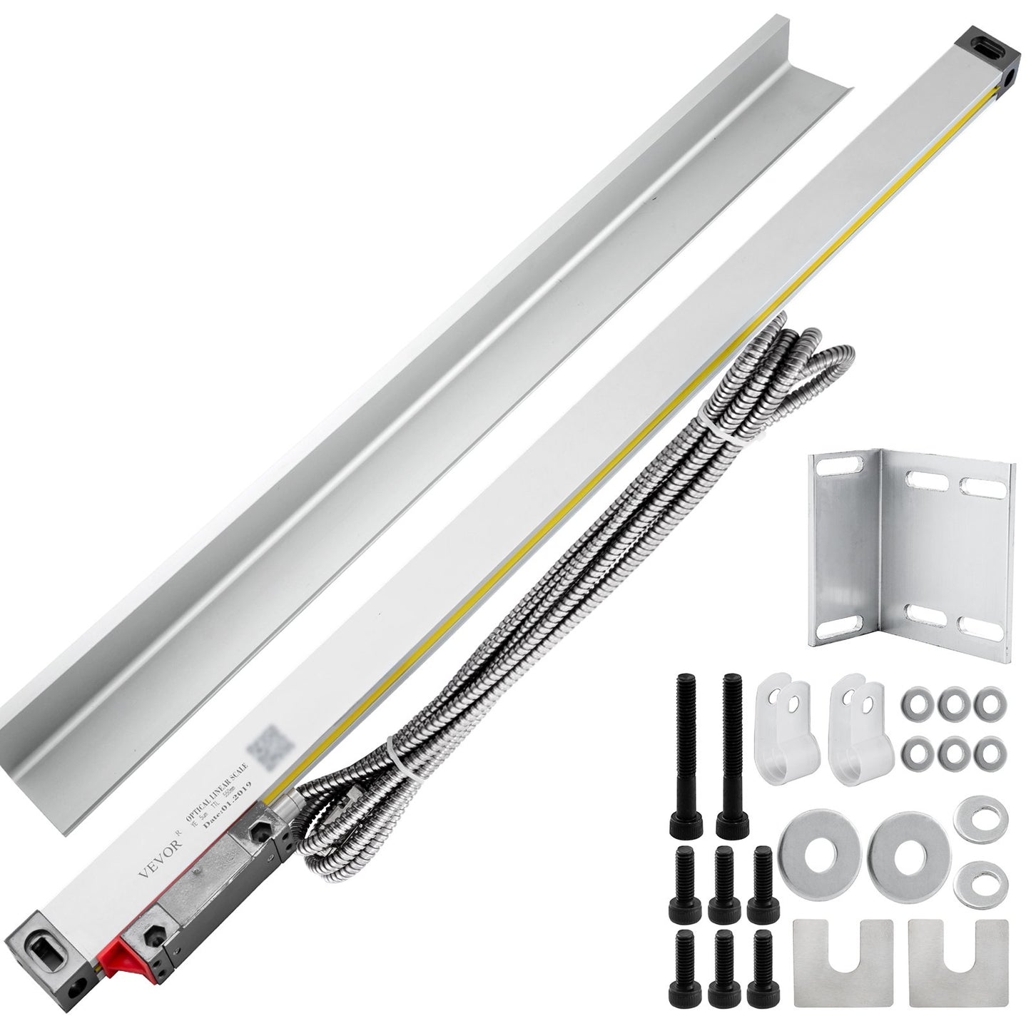 1 Axis Lathe Linear Scale 550mm with Accuracy 0.0002" Optical Length Precision Linear Scale Aluminum Body for Mill Milling Lathe Machine with Accessories (550mm(22"))
