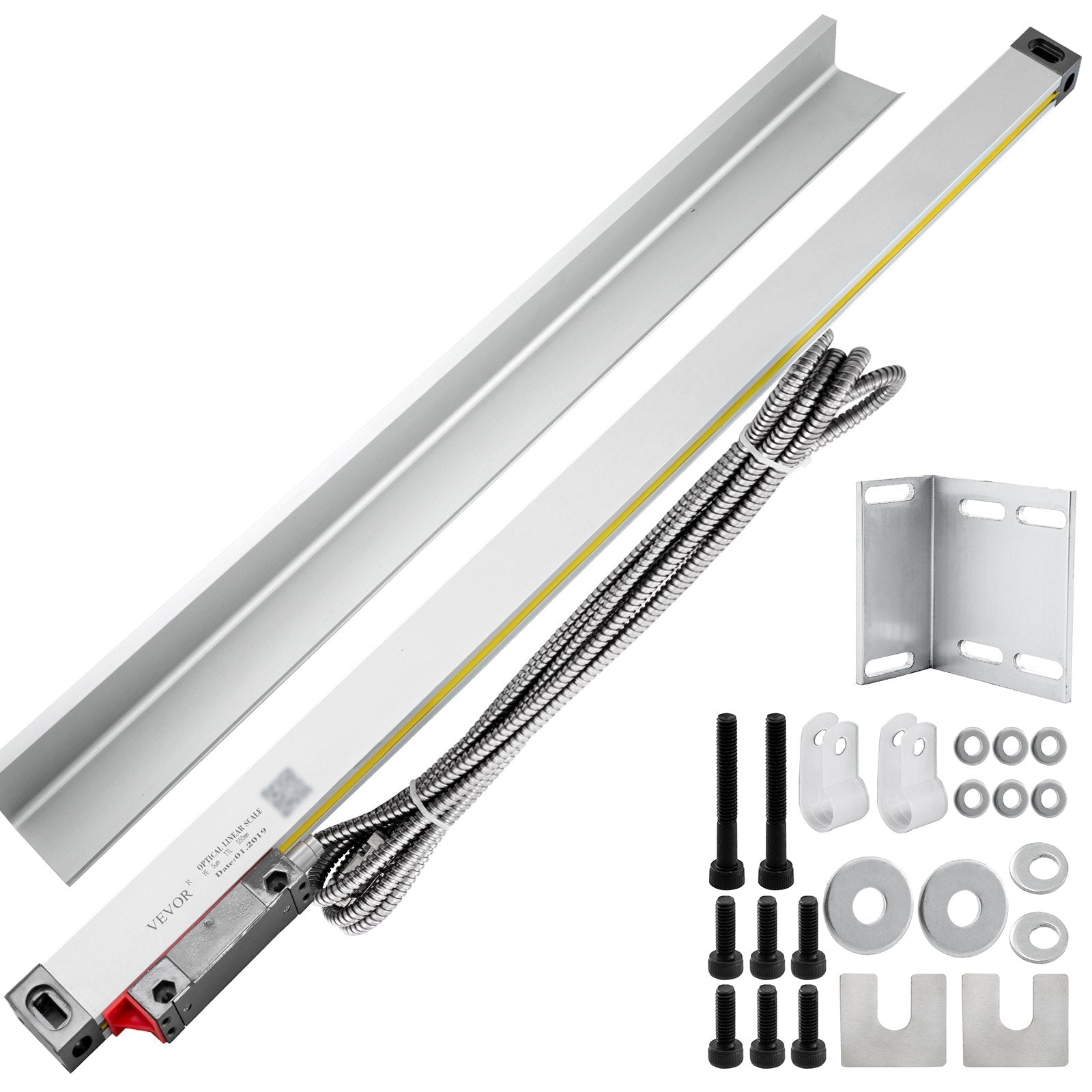 1 Axis Lathe Linear Scale 550mm with Accuracy 0.0002" Optical Length Precision Linear Scale Aluminum Body for Mill Milling Lathe Machine with Accessories (550mm(22"))