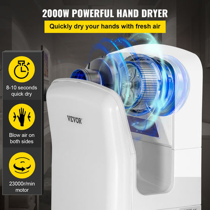 Jet Hand Dryer Blade Hand Dryer Automatic High Speed for Washroom White - Image 2