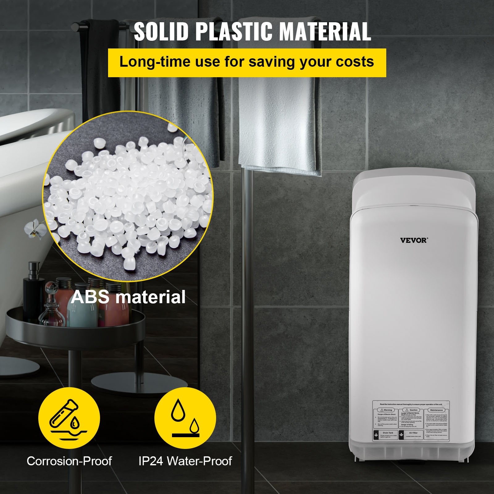 Jet Hand Dryer Blade Hand Dryer Automatic High Speed for Washroom White - Image 4