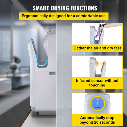 Jet Hand Dryer Blade Hand Dryer Automatic High Speed for Washroom White - Image 5