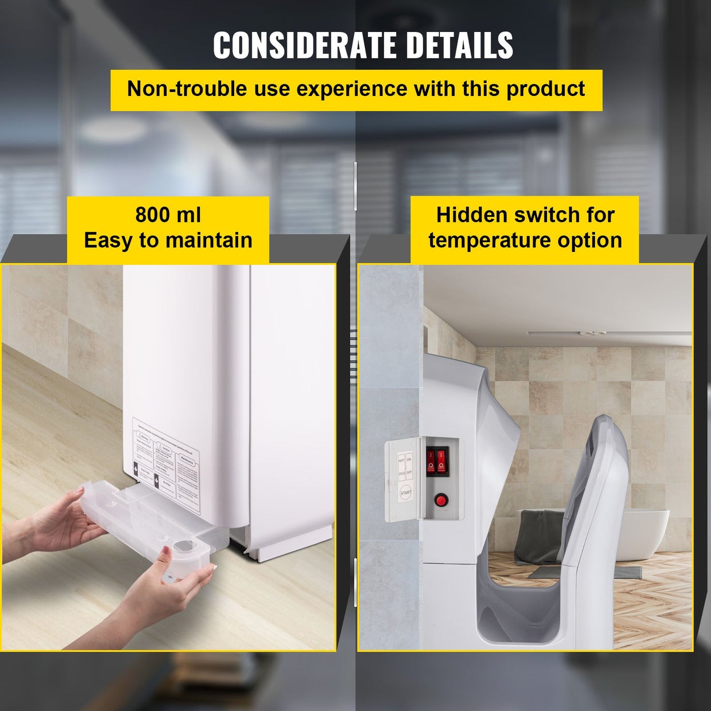 Jet Hand Dryer Blade Hand Dryer Automatic High Speed for Washroom White - Image 6