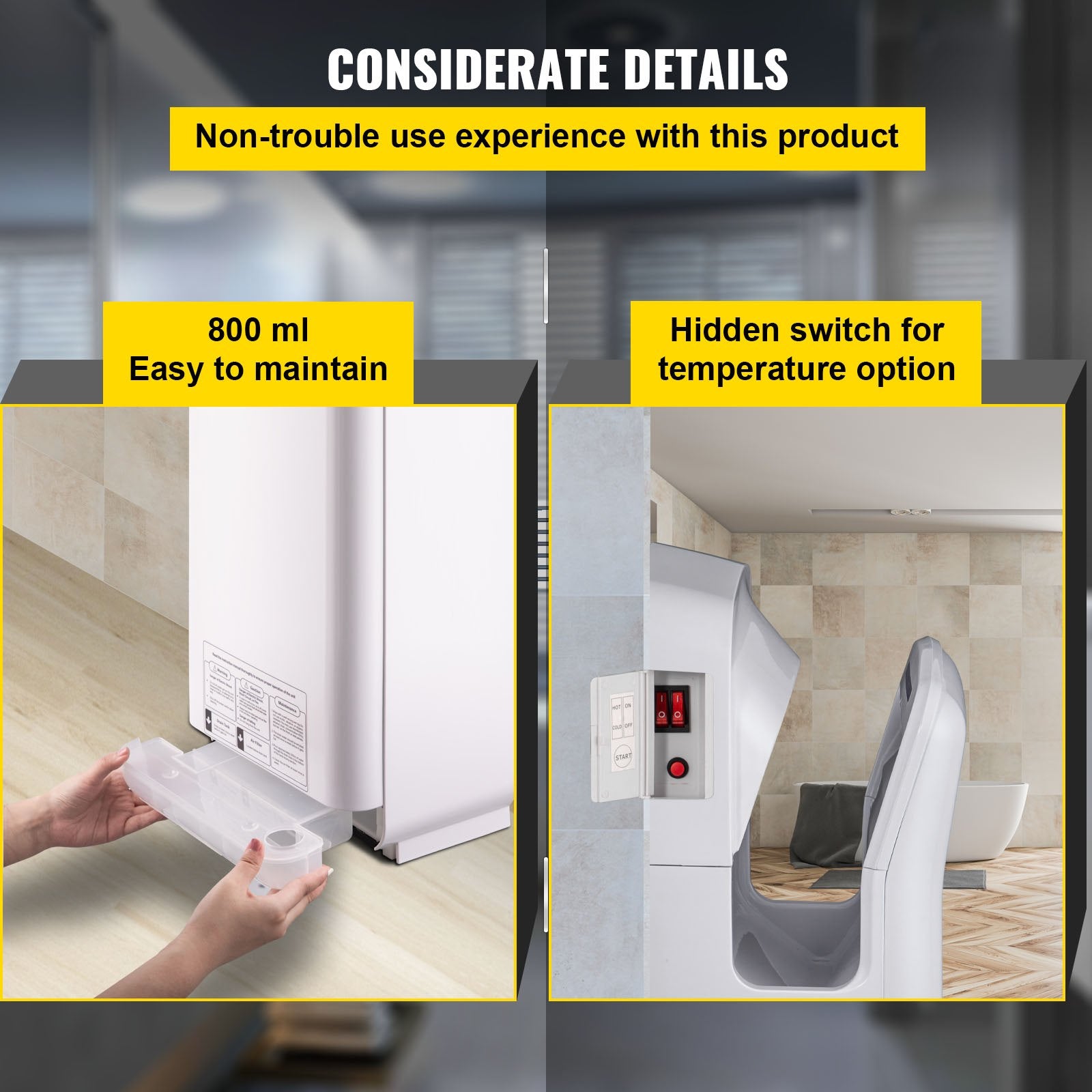 Jet Hand Dryer Blade Hand Dryer Automatic High Speed for Washroom White - Image 6