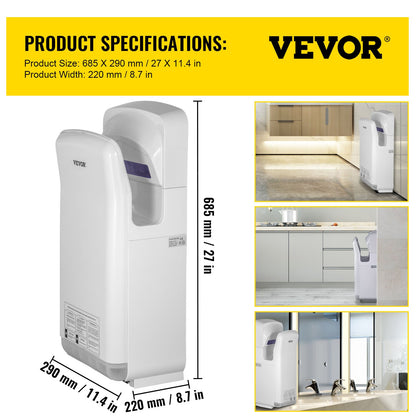 Jet Hand Dryer Blade Hand Dryer Automatic High Speed for Washroom White - Image 7