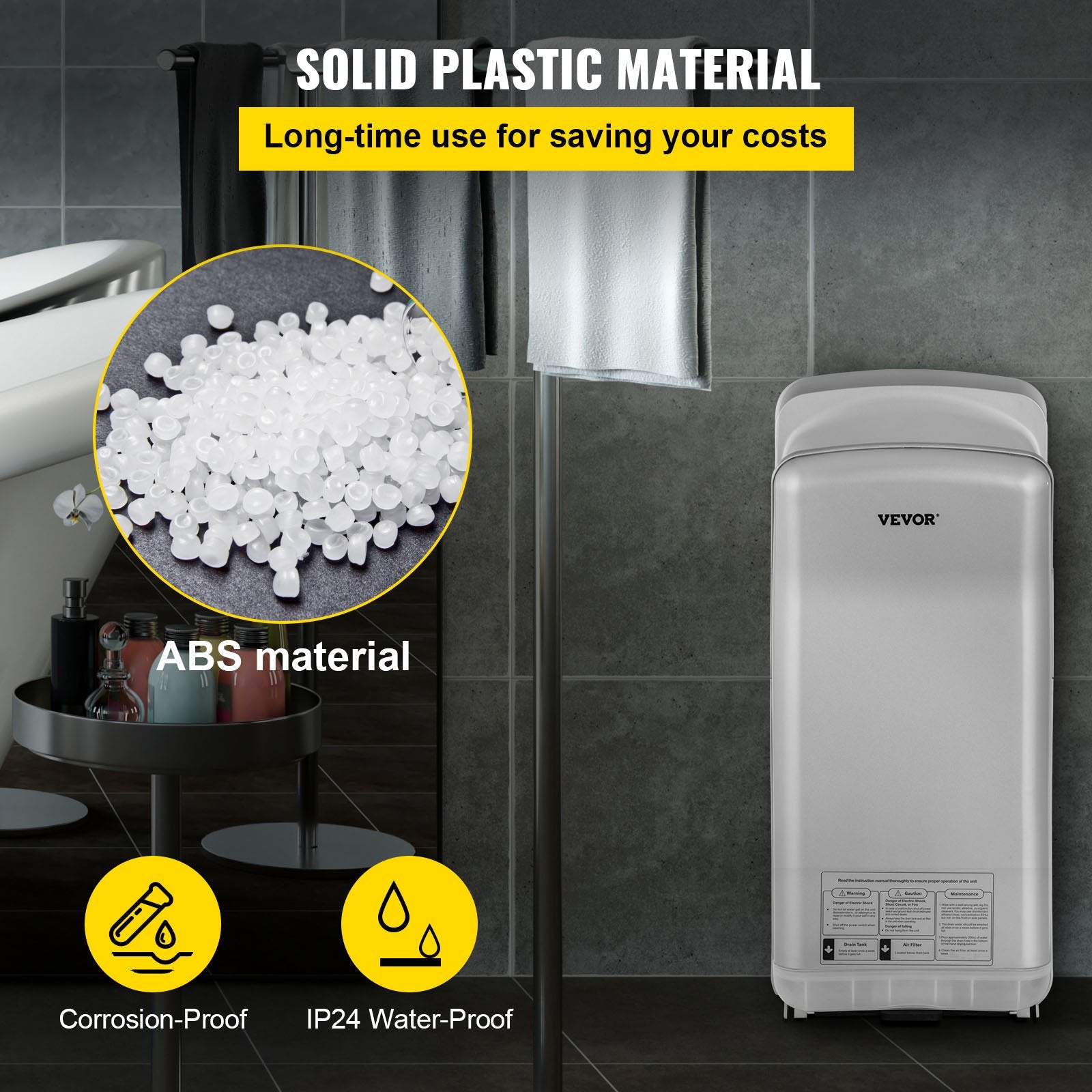 Jet Hand Dryer Blade Hand Dryer Automatic High Speed for Washroom Silver - Image 4