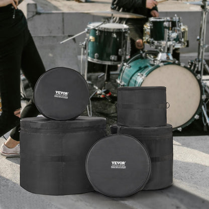 5-Piece Drum Bag Set, 1680D Oxford Fabric, Padded Drum Bags and Cases with 4.92 ft Detachable Shoulder Strap Carry Handles Foldable Design, for 55cm Kick 30cm Tom 33cm Tom 40cm Tom 35cm Snare - Image 8