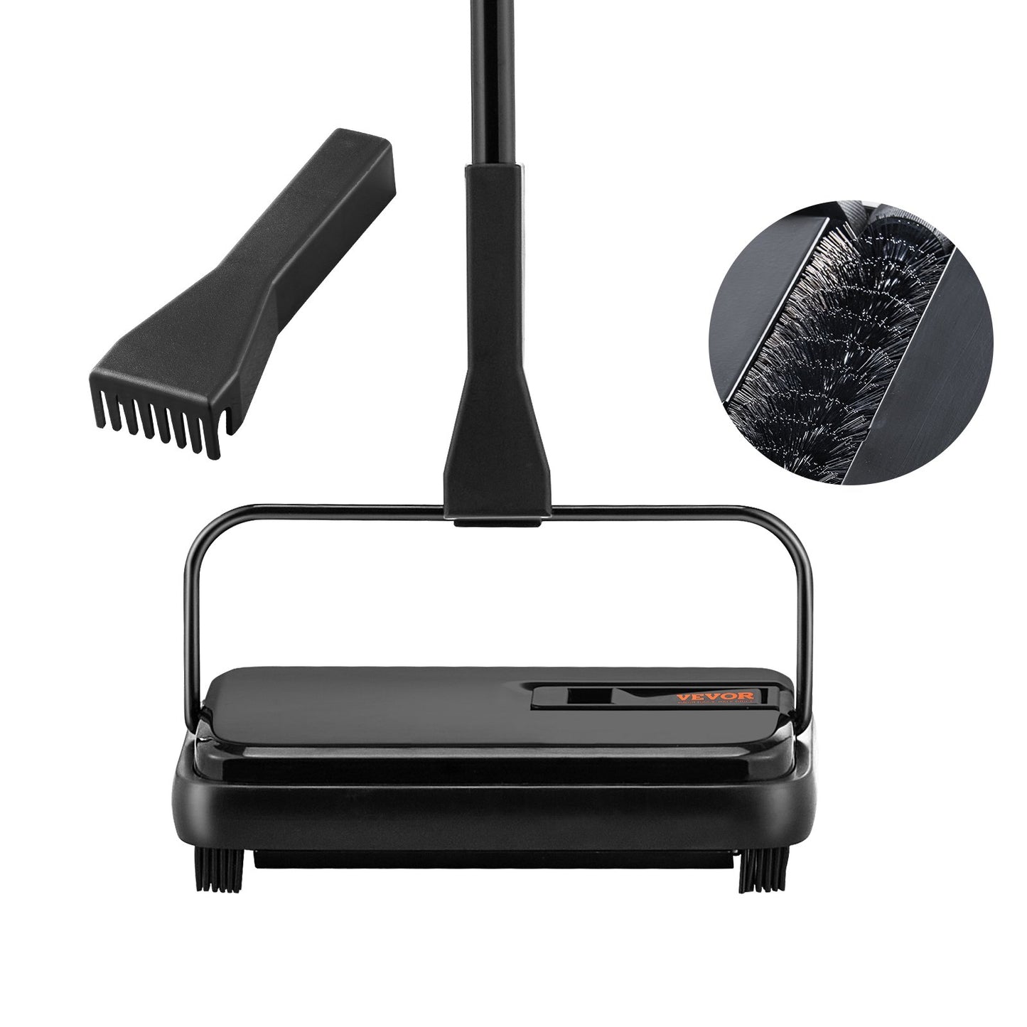 Carpet Sweeper, 200 mm Sweeping Paths, Floor Sweeper Manual Non Electric, 300 ml Dustbin Capacity with Comb for Home Office Rugs Hardwood Surfaces Wood Floors Laminate, Cleans Dust Pet Hair - Image 9