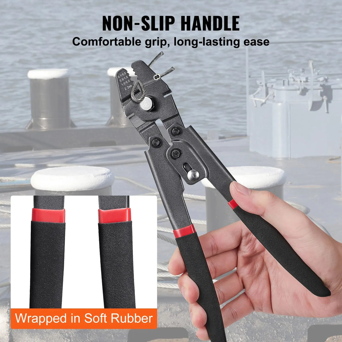 Crimping Tool, Up To 2.2mm Wire Rope Crimping Tool, Crimping Loop Sleeve Kit with a Cable Cutter and 160pcs Aluminum Buckles, Teflon Coating Anti-Rust Fishing Crimping Tool - Image 6