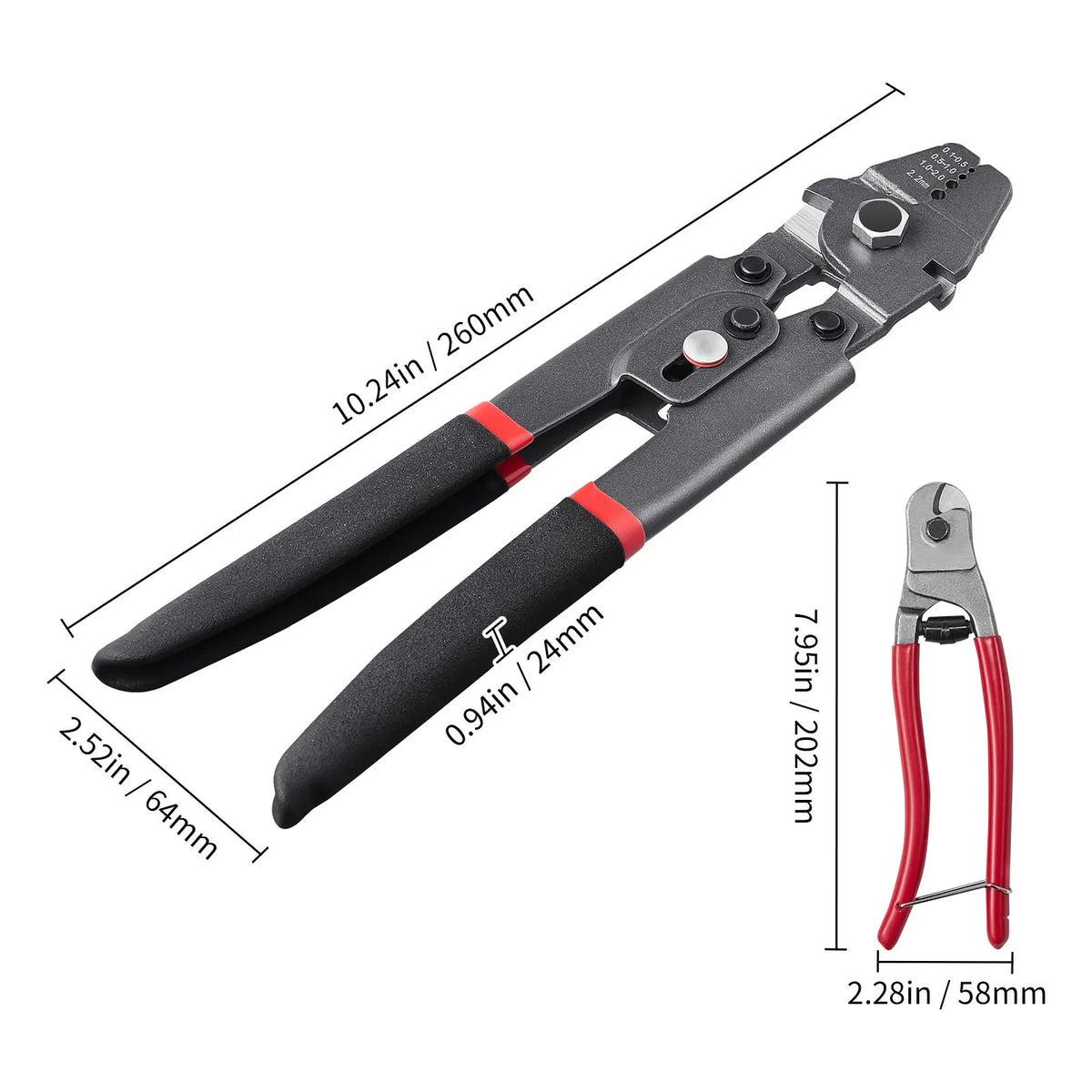 Crimping Tool, Up To 2.2mm Wire Rope Crimping Tool, Crimping Loop Sleeve Kit with a Cable Cutter and 160pcs Aluminum Buckles, Teflon Coating Anti-Rust Fishing Crimping Tool - Image 8