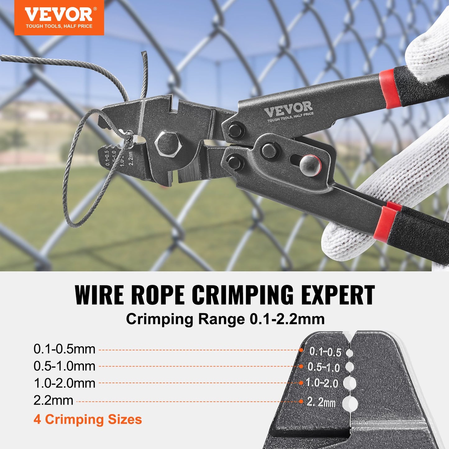 Crimping Tool, Up To 2.2mm Wire Rope Crimping Tool, Crimping Loop Sleeve Kit with a Cable Cutter and 160pcs Aluminum Buckles, Teflon Coating Anti-Rust Fishing Crimping Tool - Image 2