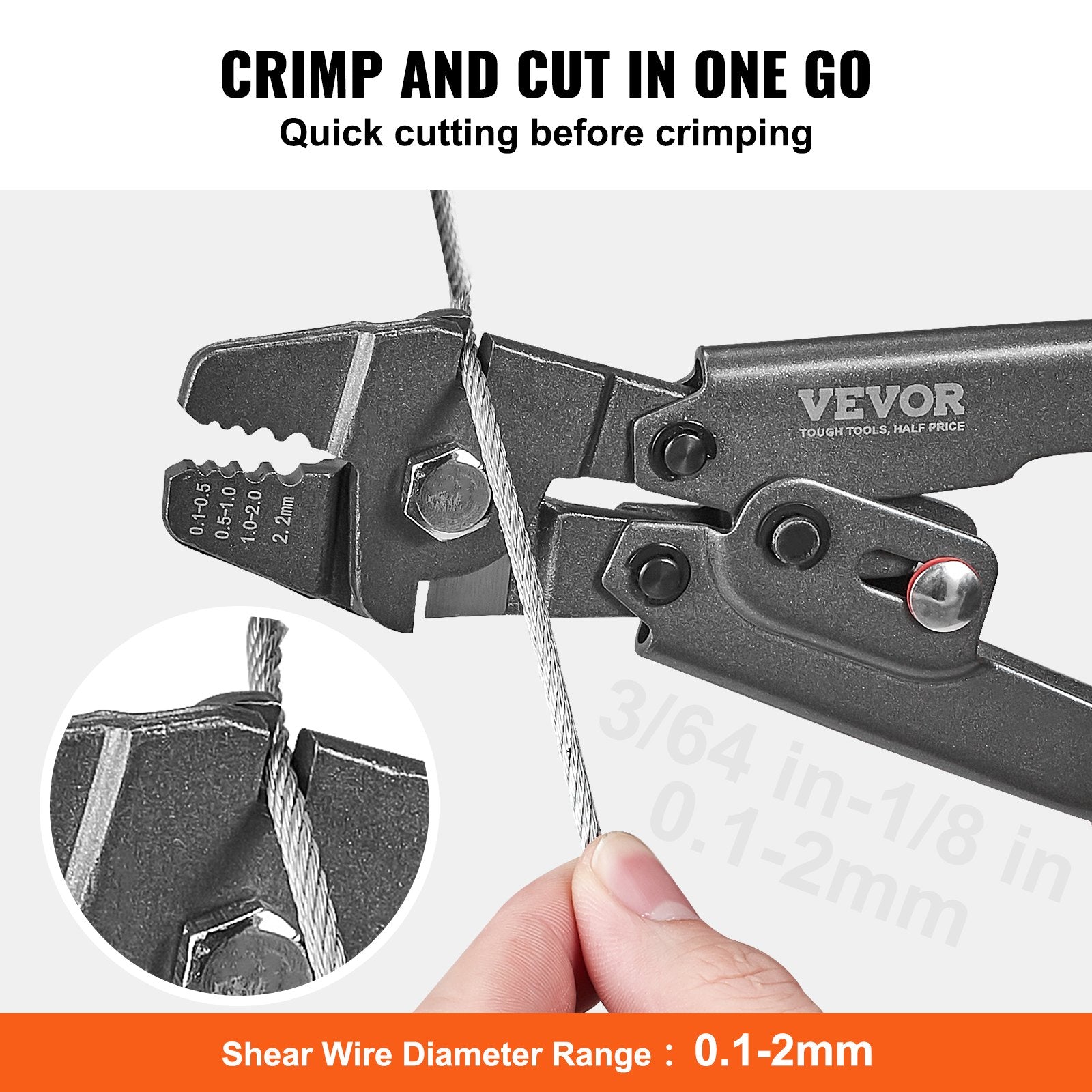 Crimping Tool, Up To 2.2mm Wire Rope Crimping Tool, Crimping Loop Sleeve Kit with a Cable Cutter and 160pcs Aluminum Buckles, Teflon Coating Anti-Rust Fishing Crimping Tool - Image 3