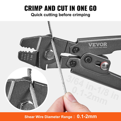 Crimping Tool, Up To 2.2mm Wire Rope Crimping Tool, Crimping Loop Sleeve Kit with a Cable Cutter and 160pcs Aluminum Buckles, Teflon Coating Anti-Rust Fishing Crimping Tool - Image 3