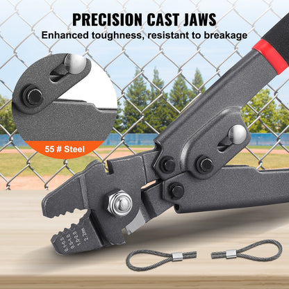 Crimping Tool, Up To 2.2mm Wire Rope Crimping Tool, Crimping Loop Sleeve Kit with a Cable Cutter and 160pcs Aluminum Buckles, Teflon Coating Anti-Rust Fishing Crimping Tool - Image 4