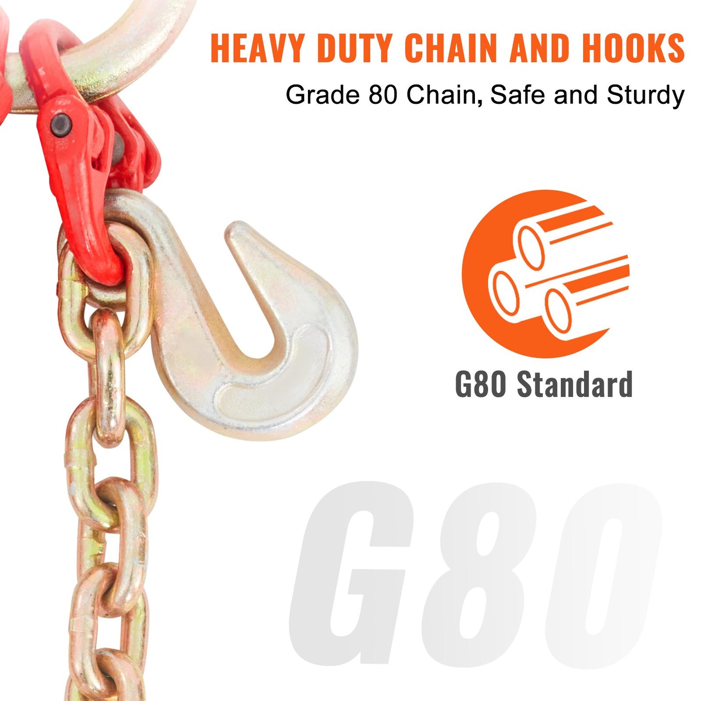 V-Chain Bridle, 4364 kg Working Load Limit, 8 x 914.4 mm G80 Tow Chain with RTJ Cluster Hooks, DOT Certified, Galvanized Coating Manganese Steel & D-Shackle, for Lifting & Moving Activities - Image 5