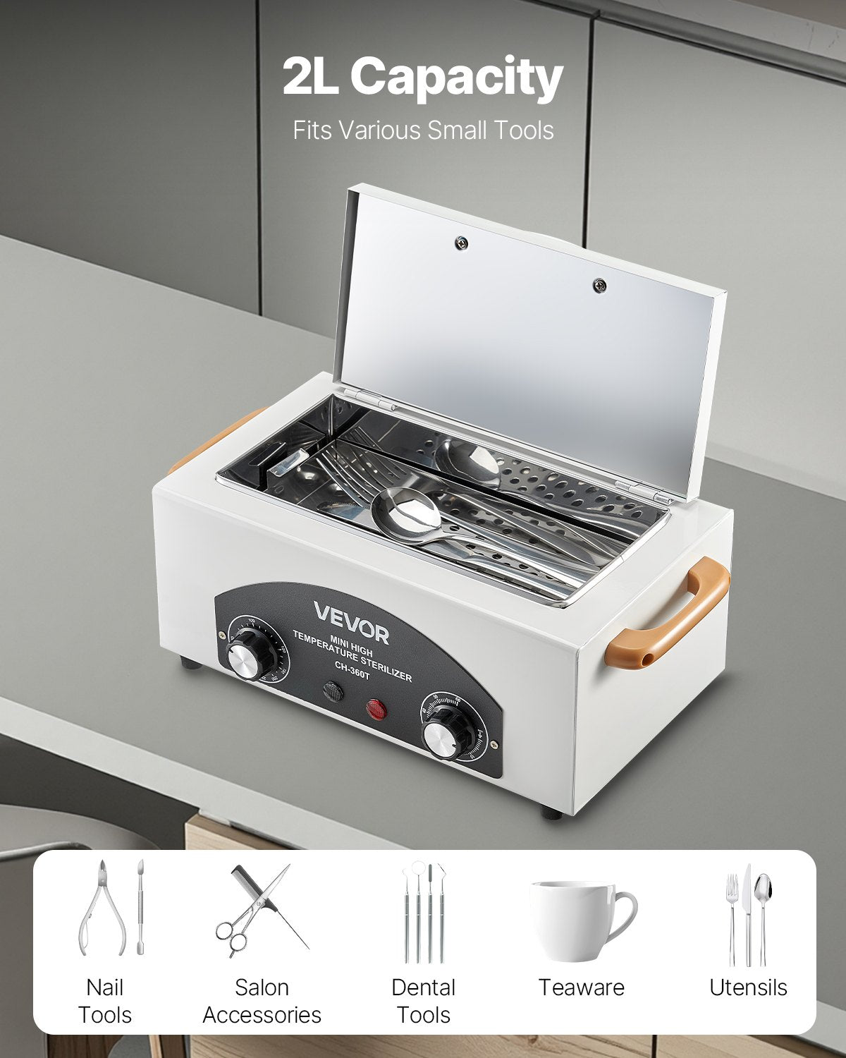 High Temperature Autoclave Machine, 2L, 300W High Temperature Cleaner Machine Box with Adjustable Temperature and Time, Dry Heat Cabinet Nail Tool Cleaner for Labs, Home, Nail and Beauty Salons - Image 3