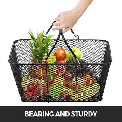 Shopping Baskets with Handles, 12PCS, Black Metal Shopping Basket, Portable Wire Shopping Basket, Black Wire Mesh shopping Basket Set for Supermarkets, Retail Stores, Grocery Shopping, Black - Image 5