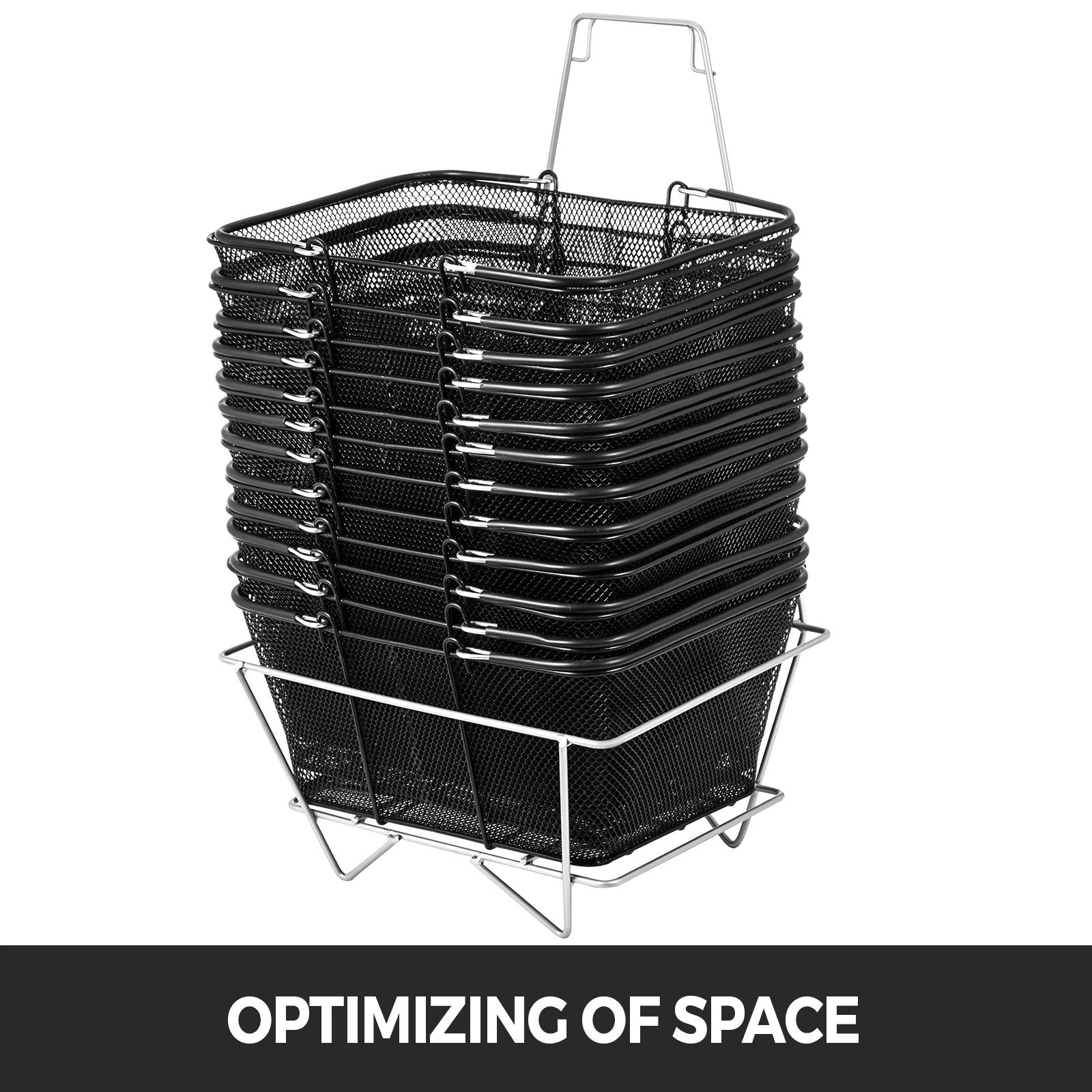 Shopping Baskets with Handles, 12PCS, Black Metal Shopping Basket, Portable Wire Shopping Basket, Black Wire Mesh shopping Basket Set for Supermarkets, Retail Stores, Grocery Shopping, Black - Image 6