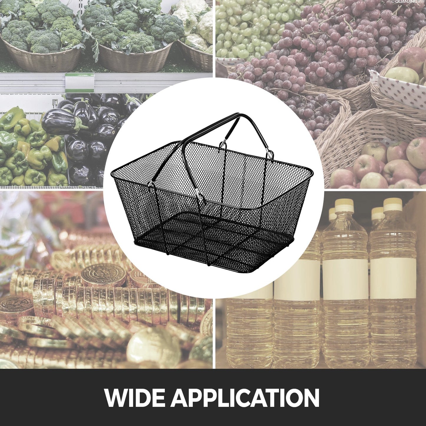 Shopping Baskets with Handles, 12PCS, Black Metal Shopping Basket, Portable Wire Shopping Basket, Black Wire Mesh shopping Basket Set for Supermarkets, Retail Stores, Grocery Shopping, Black - Image 7