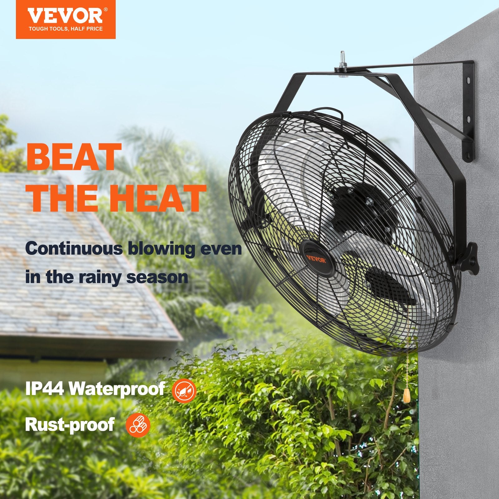 Industrial Wall Mount Fan Waterproof Metal Fan 17.6'' 3 Speed Airflow - Image 2