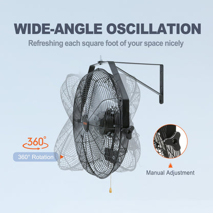 Industrial Wall Mount Fan Waterproof Metal Fan 17.6'' 3 Speed Airflow - Image 4