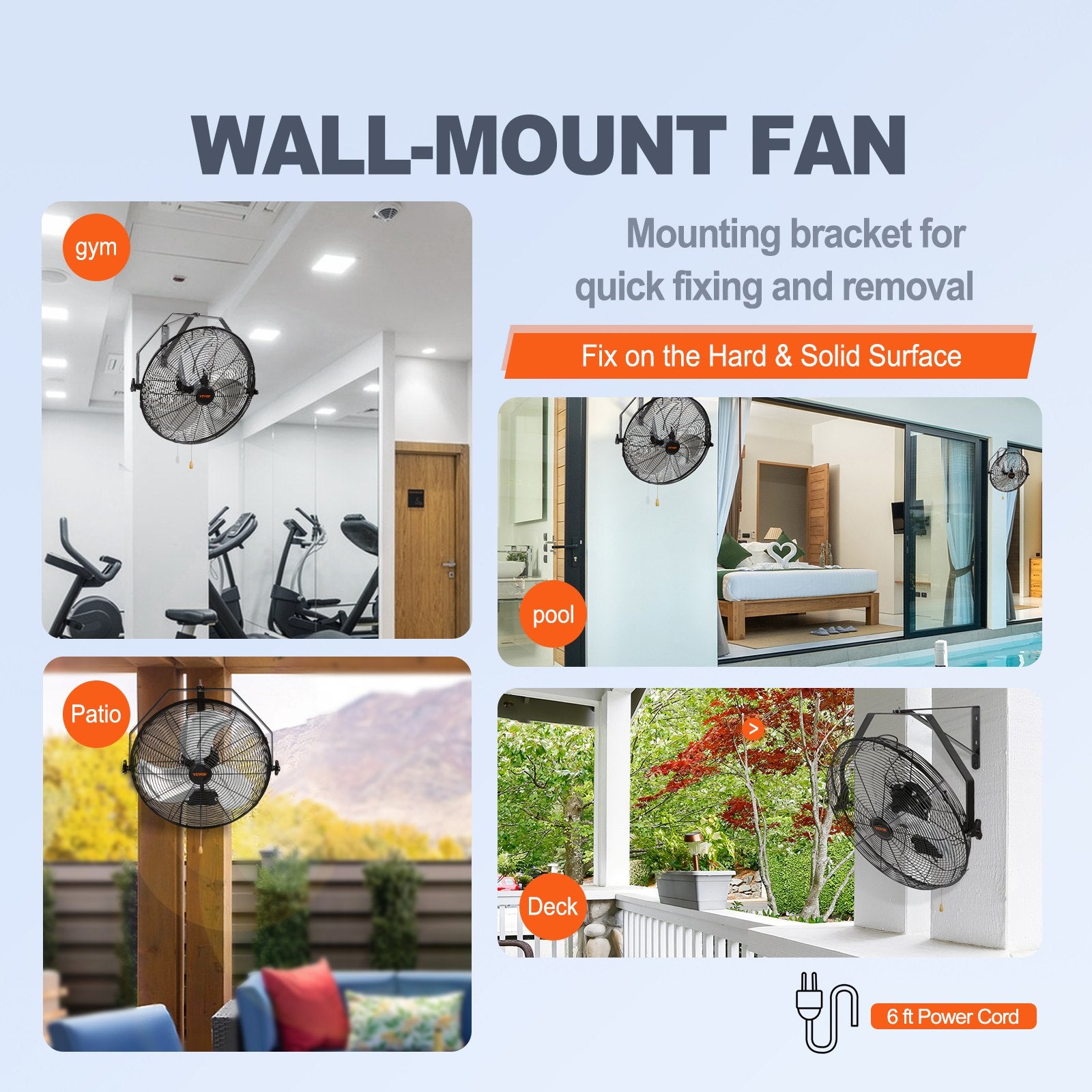 Industrial Wall Mount Fan Waterproof Metal Fan 17.6'' 3 Speed Airflow - Image 6