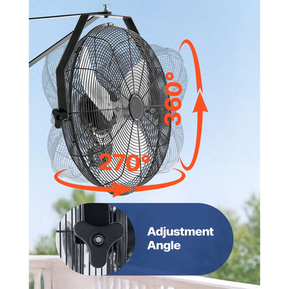 615mm Industrial Wall Mount Fan 3 Speed 4650 CFM for Garage Greenhouse - Image 3