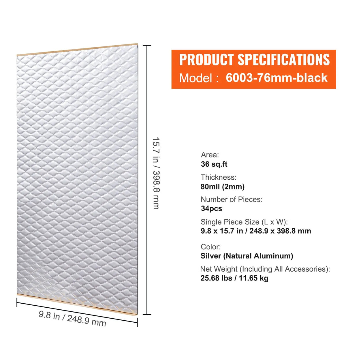 Car Sound Deadening Mat, 80 mil 3.3sq.m Car Sound Dampening Material, Butyl Automotive Sound Deadener, Noise Insulation and Vibration Dampening Material for Car - Image 7