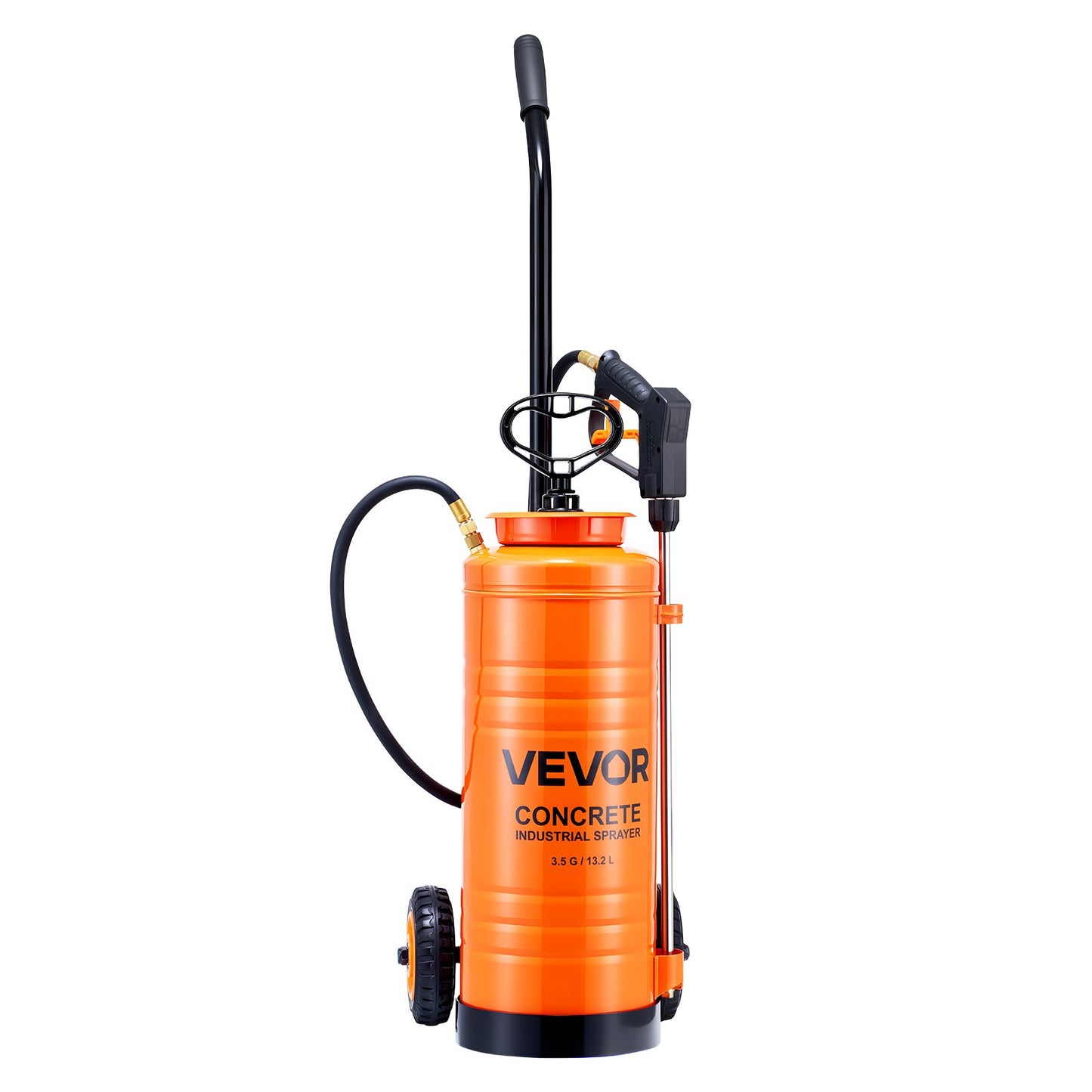 Industrial Concrete Sprayer with Wheeled Cart, 14L Stainless Steel Sprayer, Heavy Duty Tri-Poxy Pump Sprayers, 52cm Wand, 1.2m & 3m Hoses, 2 Brass Nozzles for Construction, Lawn & Garden - Image 9