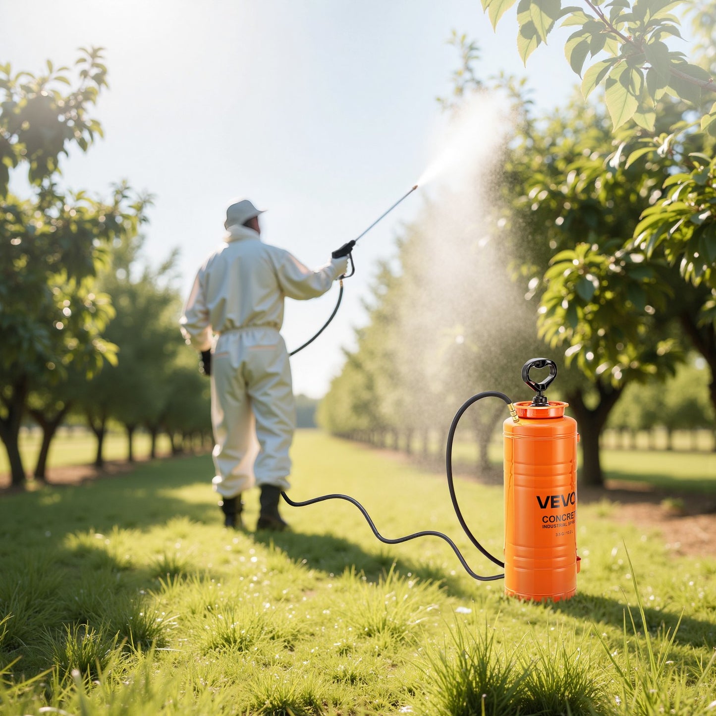 Industrial Concrete Sprayer, 14L Stainless Steel Sprayer, Heavy Duty Tri-Poxy Pump Sprayers, 52cm Wand with Ergonomic Gun Handle, 1.2m & 3m Hoses, 2 Brass Nozzles for Construction, Garden - Image 8