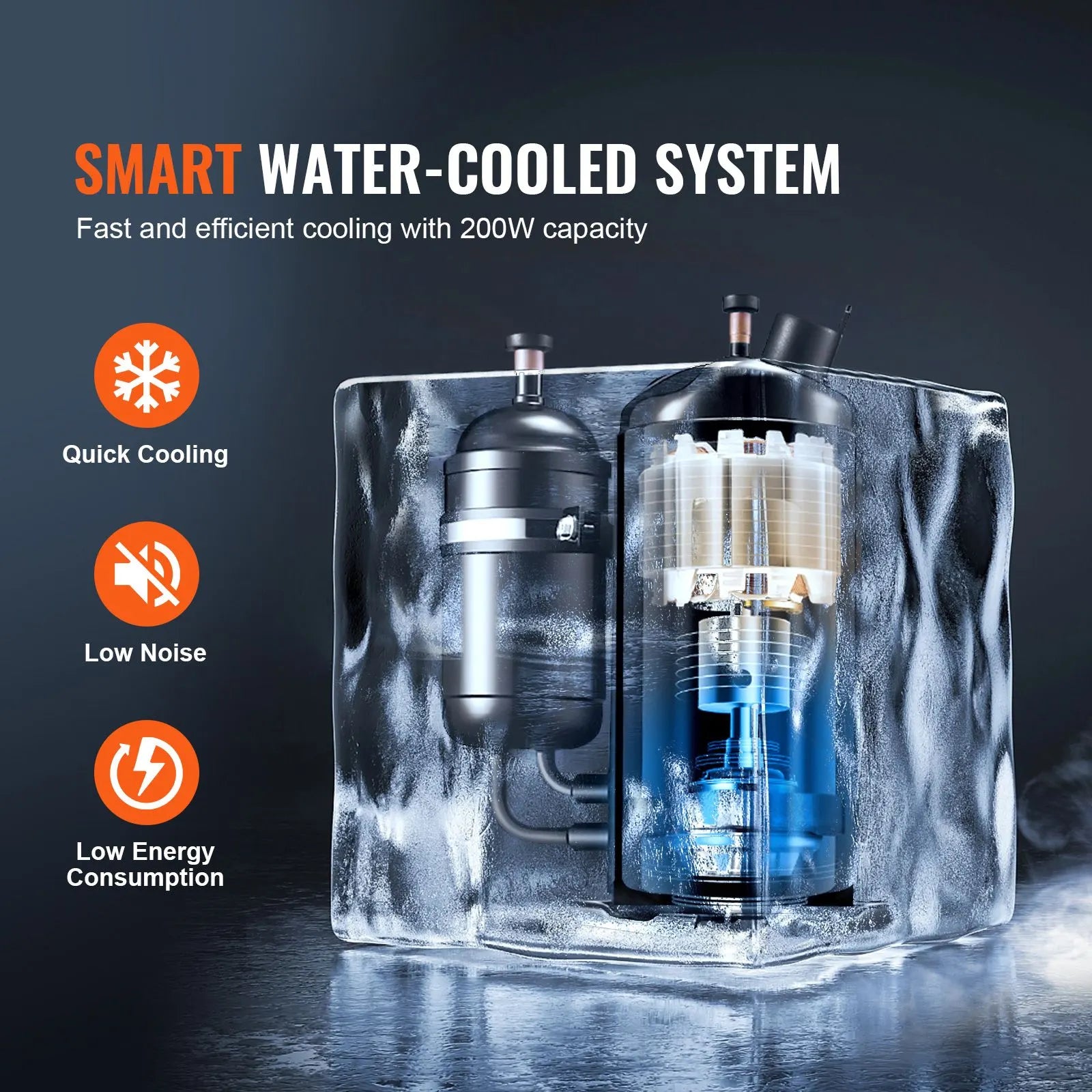 Industrial Water Chiller, KH-6000, 200W Industrial Water Cooler Cooling System with Compressor 12 L Water Tank Capacity 7.8 L/min Max Flow Rate, for CO2 Laser Engraving Machine Cooling Machine - Image 3