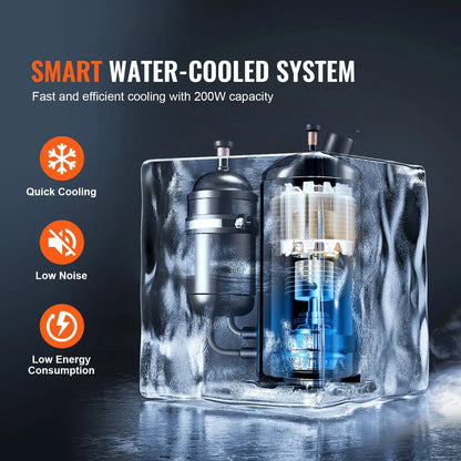 Industrial Water Chiller, KH-6000, 200W Industrial Water Cooler Cooling System with Compressor 12 L Water Tank Capacity 7.8 L/min Max Flow Rate, for CO2 Laser Engraving Machine Cooling Machine - Image 3