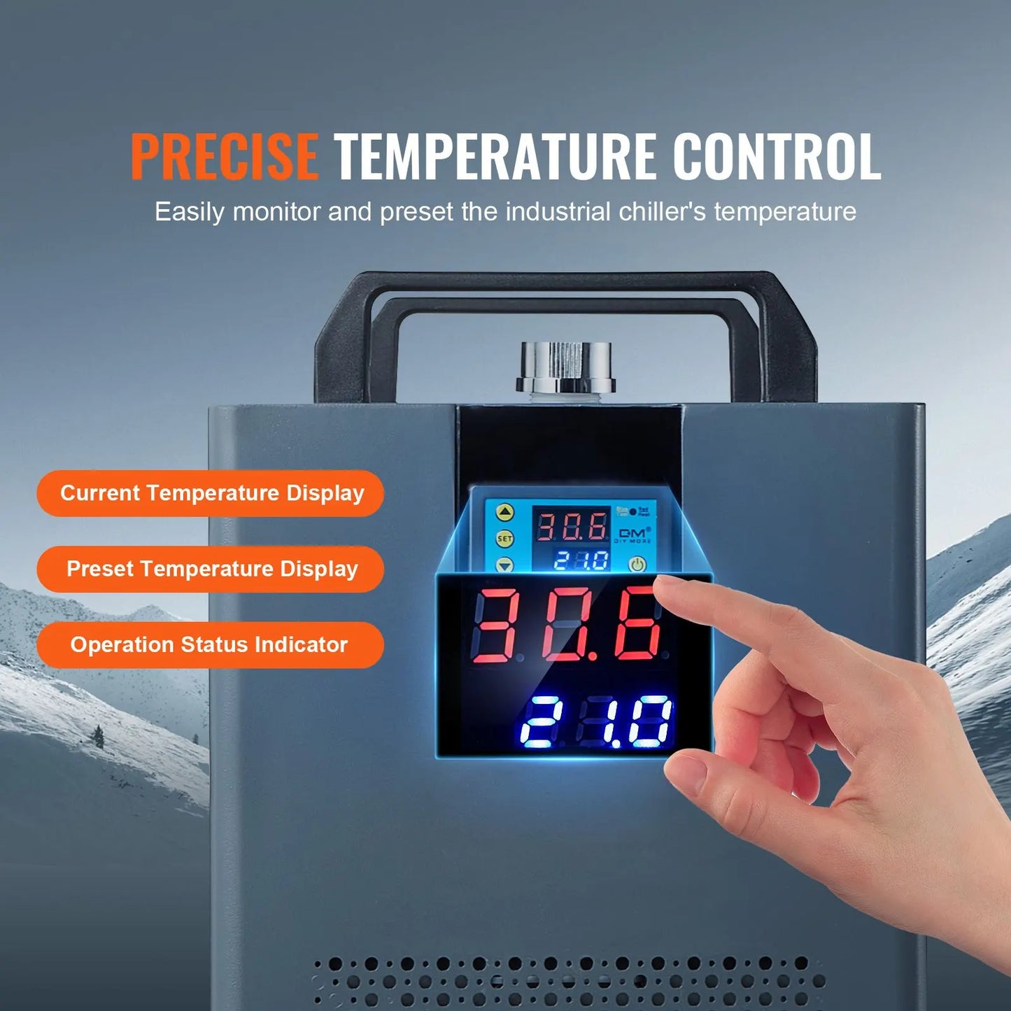 Industrial Water Chiller, KH-6000, 200W Industrial Water Cooler Cooling System with Compressor 12 L Water Tank Capacity 7.8 L/min Max Flow Rate, for CO2 Laser Engraving Machine Cooling Machine - Image 5