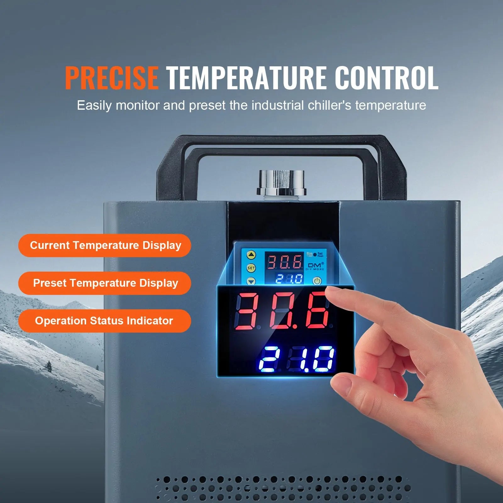 Industrial Water Chiller, KH-6000, 200W Industrial Water Cooler Cooling System with Compressor 12 L Water Tank Capacity 7.8 L/min Max Flow Rate, for CO2 Laser Engraving Machine Cooling Machine - Image 5