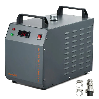 Industrial Water Chiller, CW-3000, 80W Air-Cooled Industrial Water Cooler Cooling System with 12 L Water Tank Capacity 12 L/min Maximum Flow Rate, for Laser Engraving Machine Cooling Machine