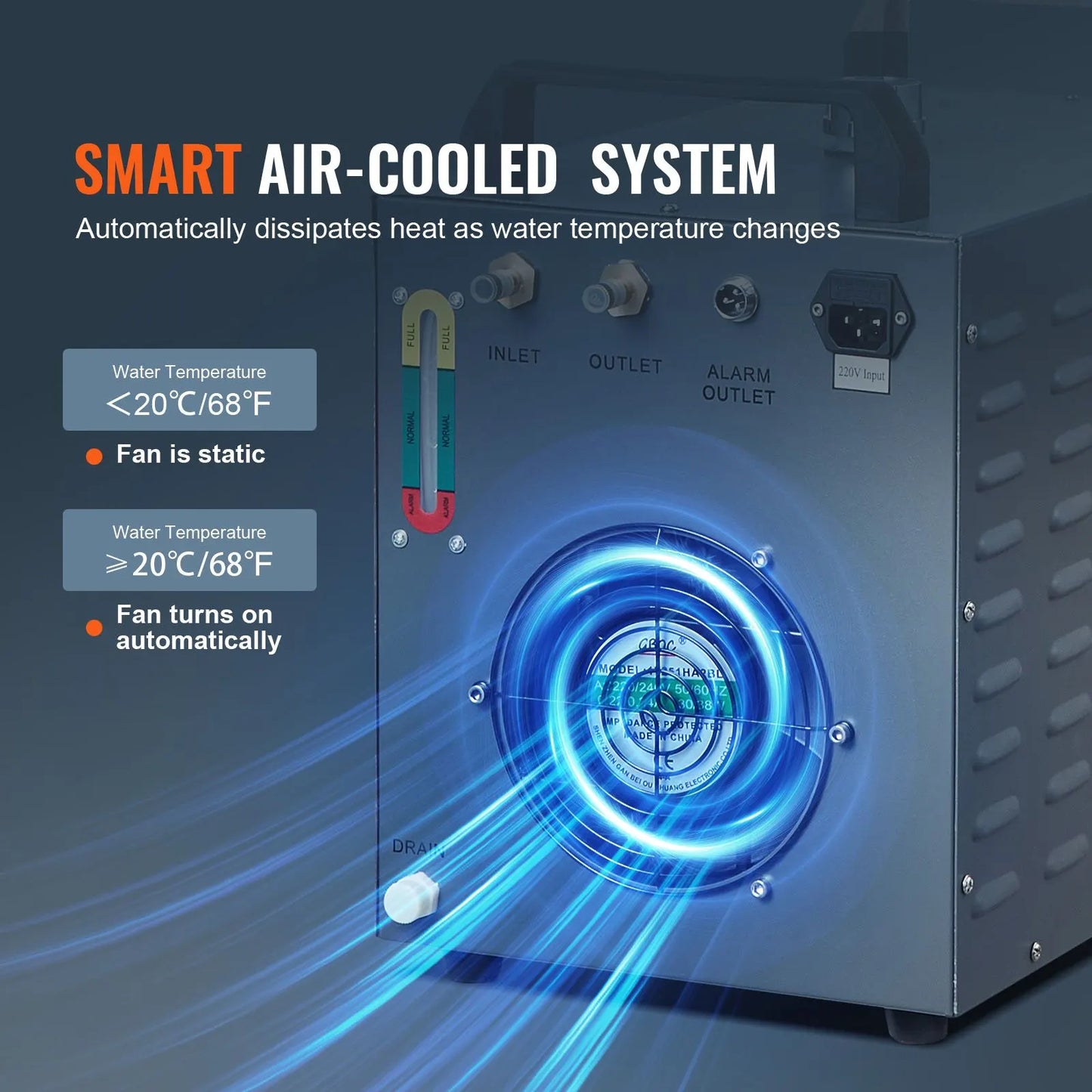 Industrial Water Chiller, CW-3000, 80W Air-Cooled Industrial Water Cooler Cooling System with 12 L Water Tank Capacity 12 L/min Maximum Flow Rate, for Laser Engraving Machine Cooling Machine - Image 3