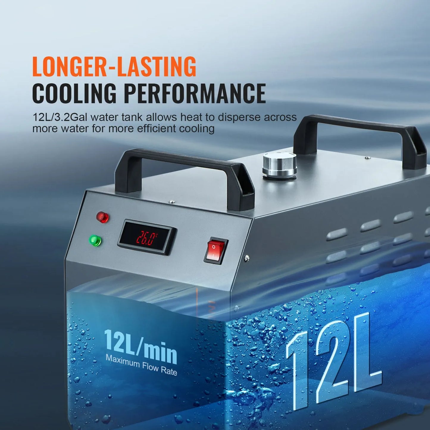 Industrial Water Chiller, CW-3000, 80W Air-Cooled Industrial Water Cooler Cooling System with 12 L Water Tank Capacity 12 L/min Maximum Flow Rate, for Laser Engraving Machine Cooling Machine - Image 4