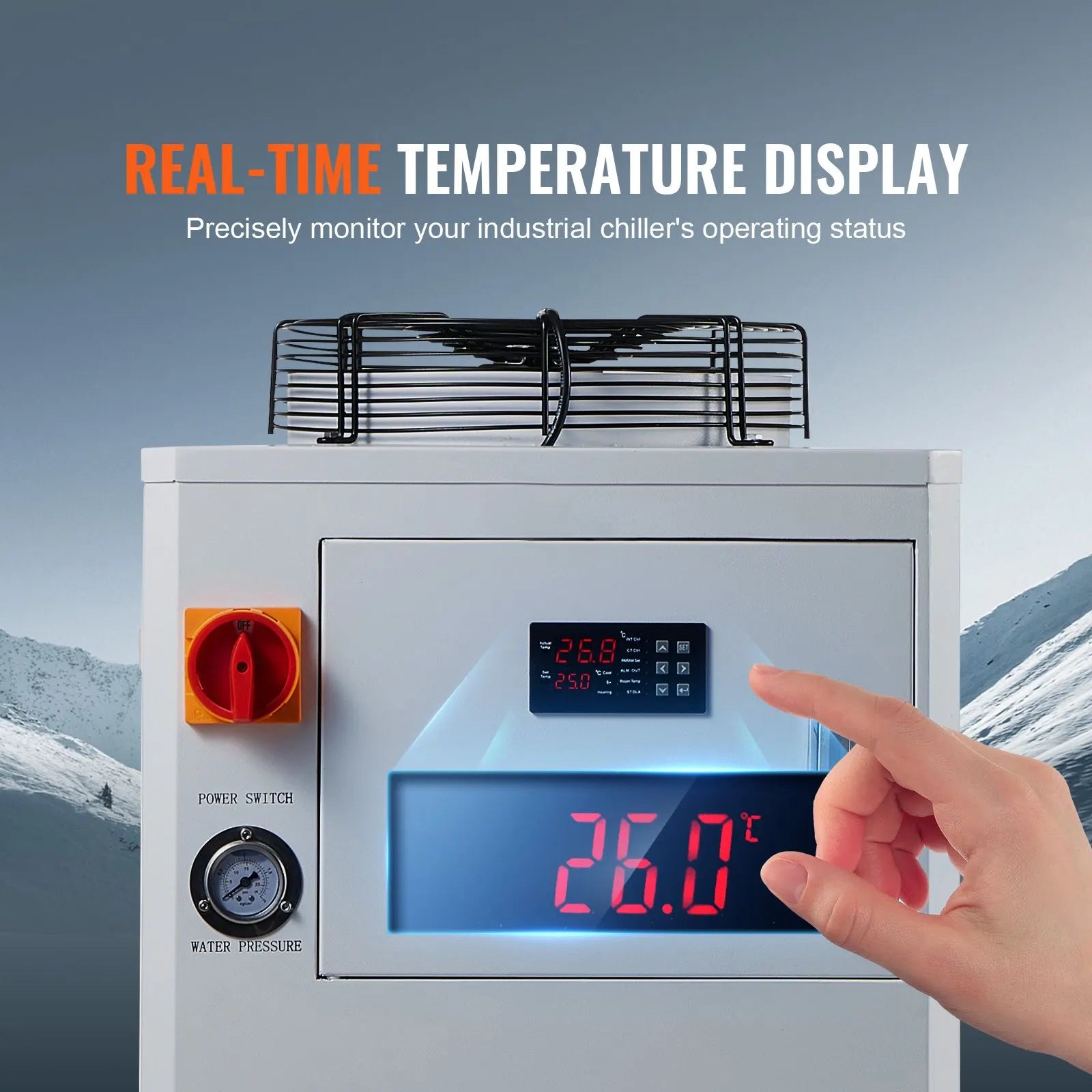 Industrial Water Chiller, CW6000, 1500W Industrial Water Cooler Cooling System with Compressor 15L Water Tank Capacity 65 L/min Max Flow Rate, for CO2 Laser Engraving Machine Cooling Machine - Image 5