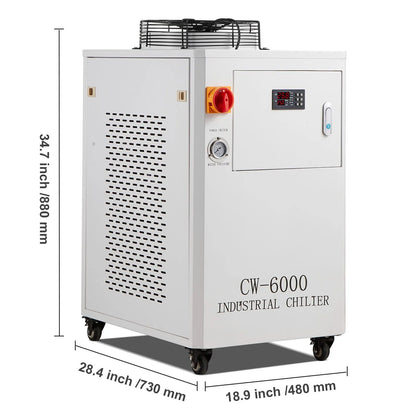 Industrial Water Chiller, CW6000, 1500W Industrial Water Cooler Cooling System with Compressor 15L Water Tank Capacity 65 L/min Max Flow Rate, for CO2 Laser Engraving Machine Cooling Machine - Image 8