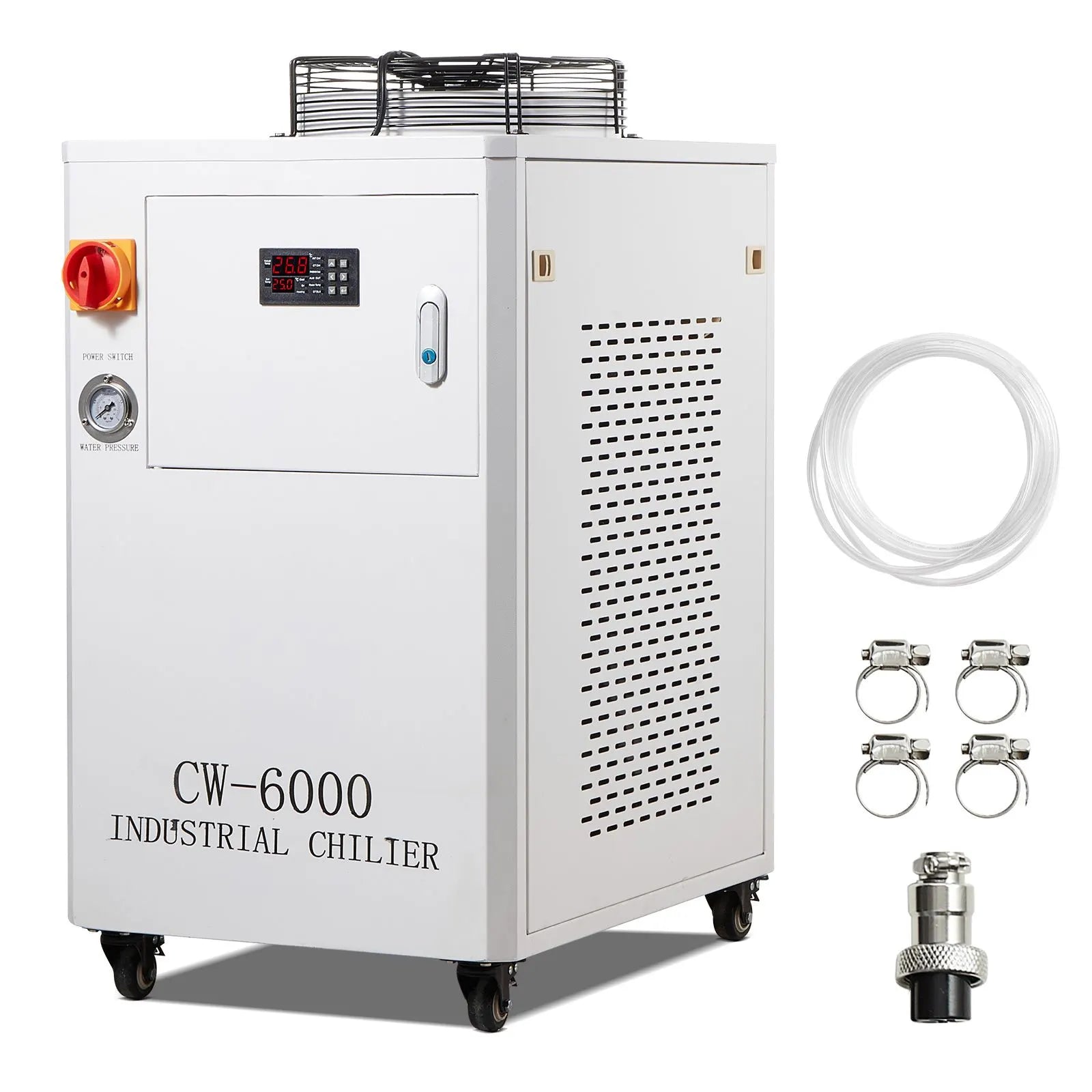 Industrial Water Chiller, CW6000, 1500W Industrial Water Cooler Cooling System with Compressor 15L Water Tank Capacity 65 L/min Max Flow Rate, for CO2 Laser Engraving Machine Cooling Machine - Image 9