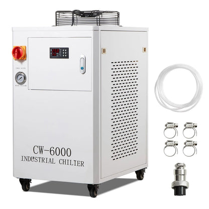 Industrial Water Chiller, CW6000, 1500W Industrial Water Cooler Cooling System with Compressor 15L Water Tank Capacity 65 L/min Max Flow Rate, for CO2 Laser Engraving Machine Cooling Machine - Image 9