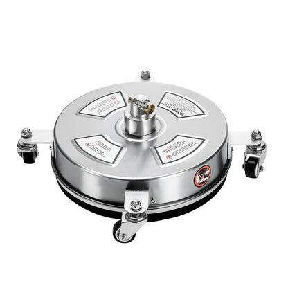 14" Pressure Washer Surface Cleaner, Stainless Steel Pressure Washer Attachments with 4 Wheels, 4000 Max PSI, 1/4 Quick Connector, 2 Spray Nozzles, 2 Extended Wands for Concrete, Patio, Deck