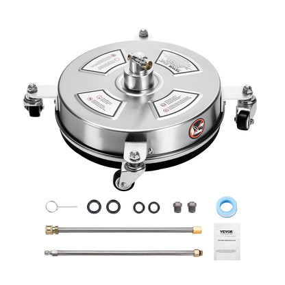 14" Pressure Washer Surface Cleaner, Stainless Steel Pressure Washer Attachments with 4 Wheels, 4000 Max PSI, 1/4 Quick Connector, 2 Spray Nozzles, 2 Extended Wands for Concrete, Patio, Deck - Image 8