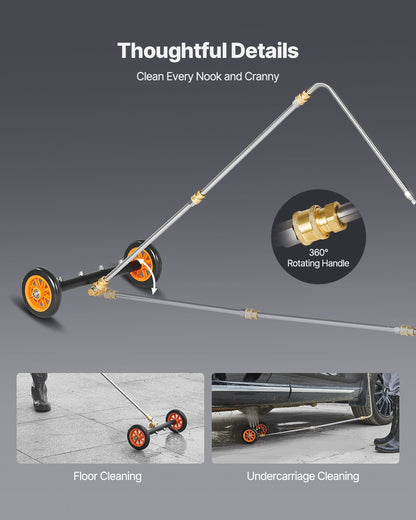 16" Pressure Washer Undercarriage Cleaner, Stainless Steel Surface Cleaner for Pressure Washer, 4000 Max PSI, Angle Adjustment Gear, 4 Spray Nozzles, 2 Extended Wands for Driveway, Patio, Deck - Image 5
